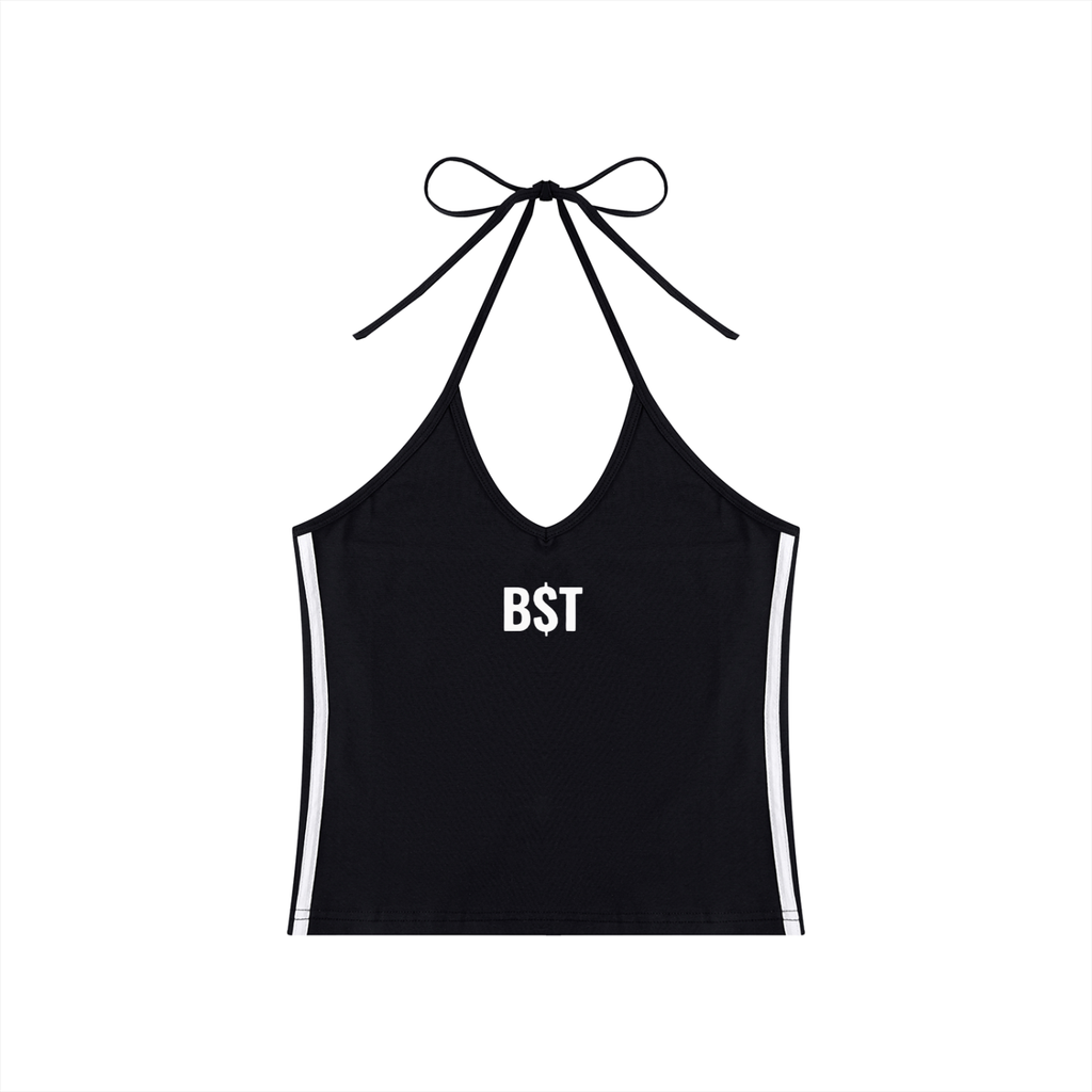 Women's Color Block Halter Crop Tank Top