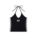 Women's Color Block Halter Crop Tank Top